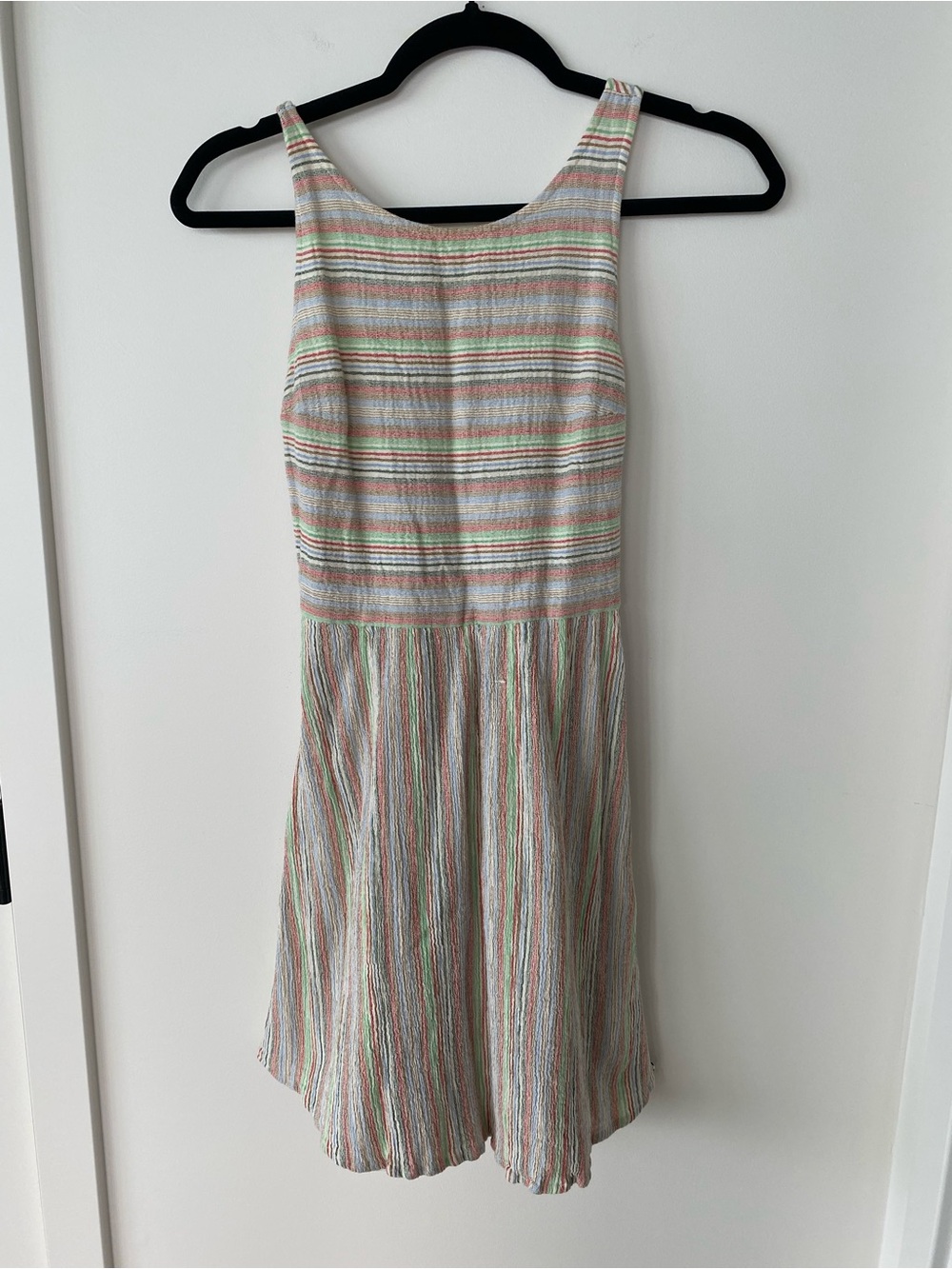 Roxy Pastel Striped Mini Dress in Mint, Peach & Cream